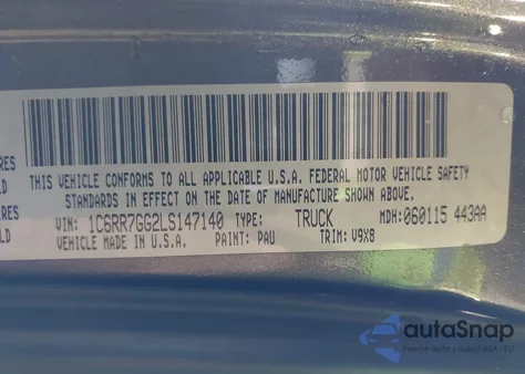 2020 Ram 1500 Classic Warlock 4X4 6'4 Box from USA, damaged, VIN 1C6RR7GG2LS147140
